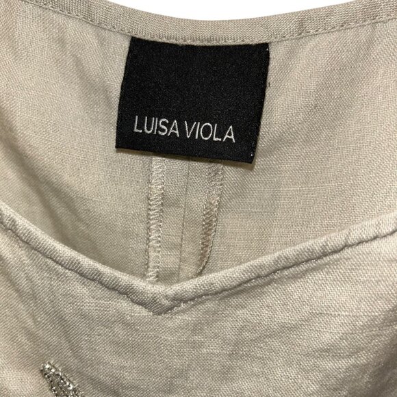 Luisa Viola pale gray linen embellished sequin trim sleeveless dress M ITALY - Picture 2 of 4